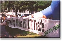 Greenpeace protest banner