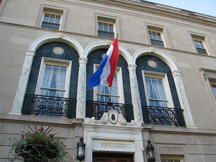 Tricolor flag and embassy